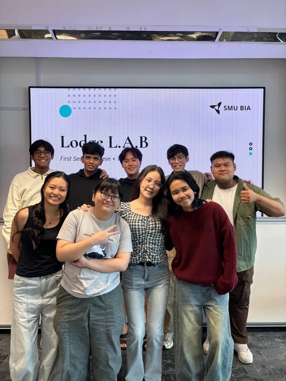 Lodge members together at the lab